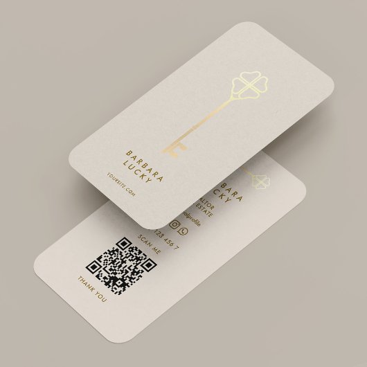 Realtor Broker Mortgage Sand Gold Key Minimal Visitenkarte