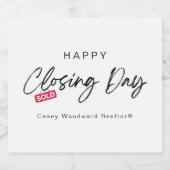 Realtor Closing Day | New Homeowner Minimalist  Schaumweinetikett (Einzelnes Label)