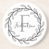 Realtor Closing Gift Wreath Monogram Getränkeuntersetzer (Vorne)