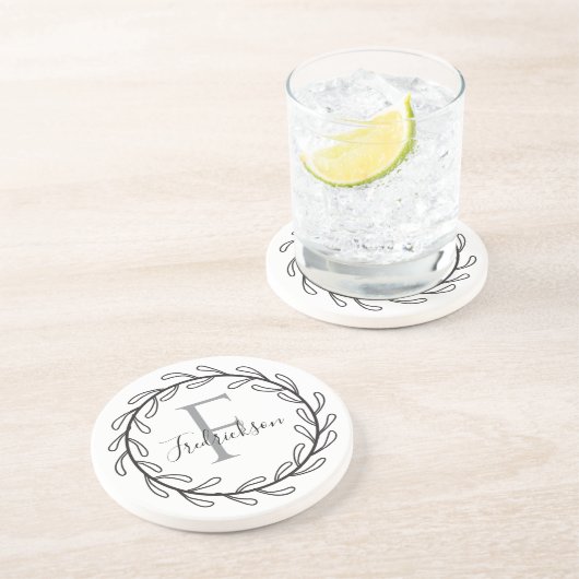 Realtor Closing Gift Wreath Monogram Getränkeuntersetzer (Seite)