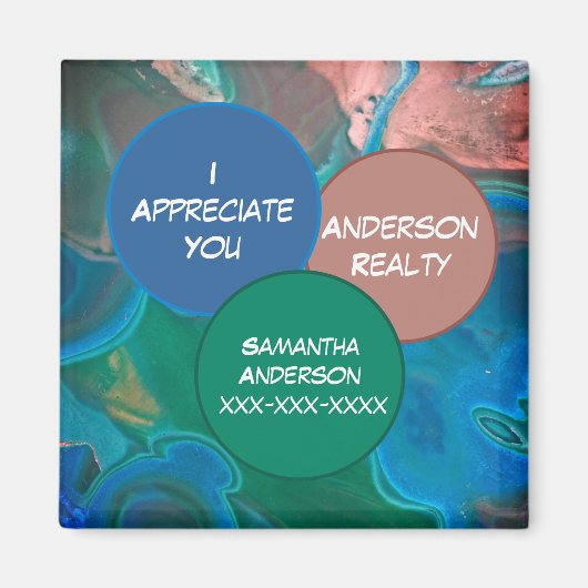 Realtor Danke Blue Gemstone Realty Business Promo Magnet (Vorne)