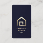 Realtor Dark Navy Blue Gold House Modernität Visitenkarte (Vorderseite)