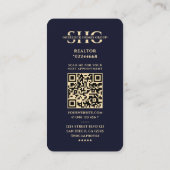 Realtor Dark Navy Blue Gold House Modernität Visitenkarte (Rückseite)