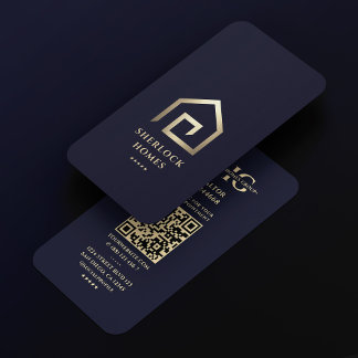Realtor Dark Navy Blue Gold House Modernität Visitenkarte