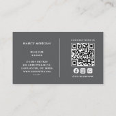 Realtor Dunkelgrauer QR-Code Visitenkarte (Rückseite)