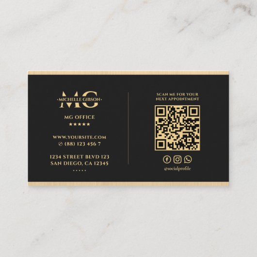 Realtor Elegant Black Imitats Gold Hypothekenmakle Visitenkarte (Rückseite)