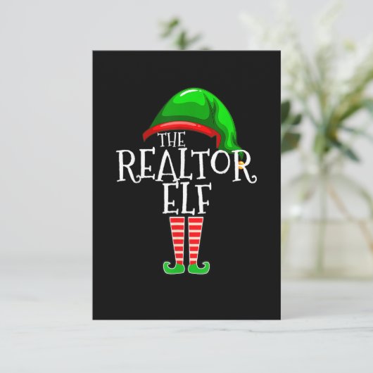 Realtor Elf Group Matching Family Weihnachten Dankeskarte (Stehend Vorderseite)