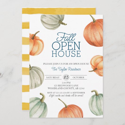 Realtor Fall Open House, Pumpkins Housewarming Einladung (Vorne/Hinten)
