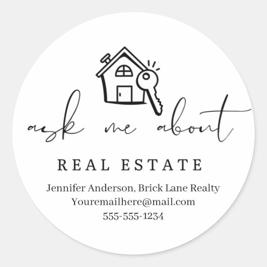 Realtor Fragte mir über echte Anwesen-Werbeklassen Runder Aufkleber (Vorderseite)