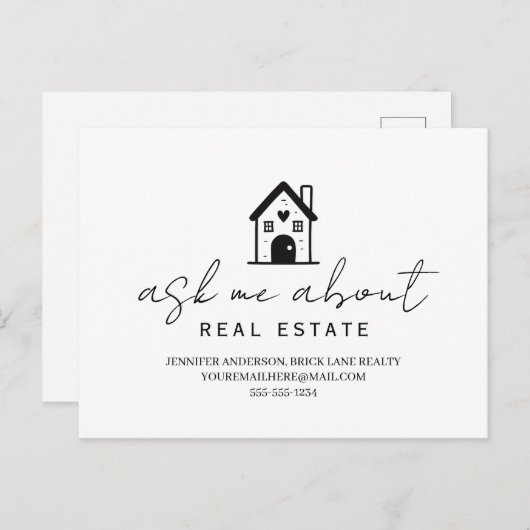 Realtor Fragte mir über echte Anwesen-Werbung Postkarte (Vorne/Hinten)