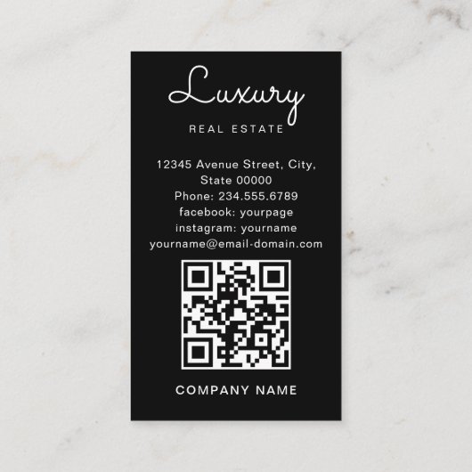 Realtor Full Foto Logo modern minimaler QR qr Code Visitenkarte (Rückseite)