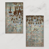 Realtor-Geschäfts-Karten-Vintager Damast-Leuchter Visitenkarte (Vorne/Hinten)