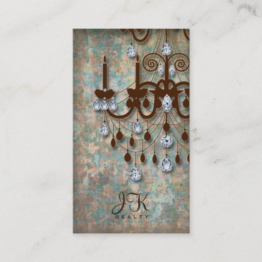 Realtor-Geschäfts-Karten-Vintager Damast-Leuchter Visitenkarte (Vorderseite)