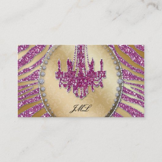 Realtor-Geschäfts-Kartezebra-Glitzer-Leuchter Visitenkarte (Vorderseite)