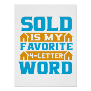 Realtor Gift VERKAUFT ist mein liebstes 4-Buchst Poster
