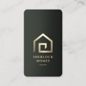 Realtor Gold House Architect Modern Dunkelgrün Visitenkarte (Vorderseite)