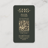 Realtor Gold House Architect Modern Dunkelgrün Visitenkarte (Rückseite)