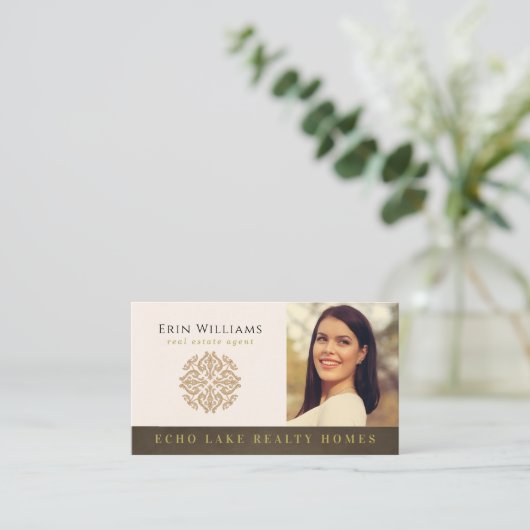 Realtor hinzufügen Ihr Logo und Ihr Foto | Real An Visitenkarte (Stehend Vorderseite)