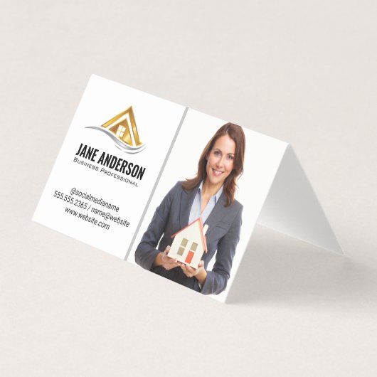 Realtor Holding Zuhause | Geschäftsfrau (Vorderseite)