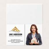 Realtor Holding Zuhause | Geschäftsfrau (Außenseite Aufgefaltet)