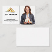 Realtor Holding Zuhause | Geschäftsfrau Visitenkarte (Vorne/Hinten)