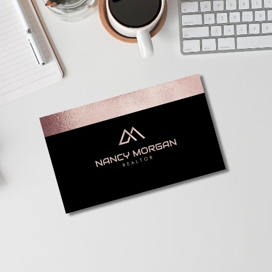 Realtor House Logo Rose Gold Glitzer Visitenkarte