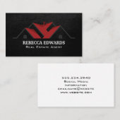 Realtor | House Roof | Schwarzleder Visitenkarte (Vorne/Hinten)