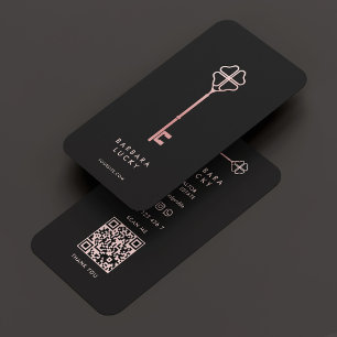 Realtor Hypothekenmakler Eleganter Black Rosegold Visitenkarte