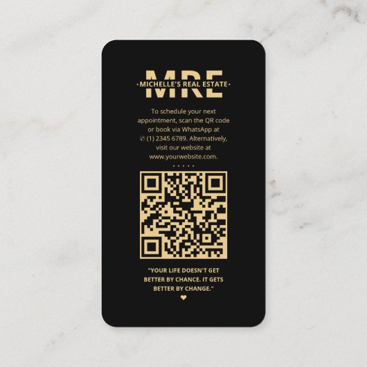 Realtor IG Elegante Black Modern Anwesen Agent Visitenkarte (Rückseite)
