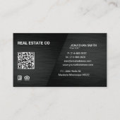 Realtor, Immobilieninvestor, Black Metallic Visitenkarte (Rückseite)