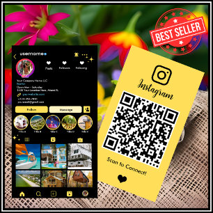 Realtor Instagram Real Anwesen Agent Gelber QR-Cod Visitenkarte