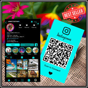 Realtor Instagram Real Anwesen Agent Türkis QR B Visitenkarte