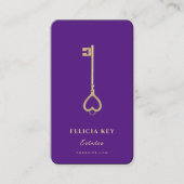 Realtor Key Real Anwesen Hypothek Royal Lila Visitenkarte (Vorderseite)