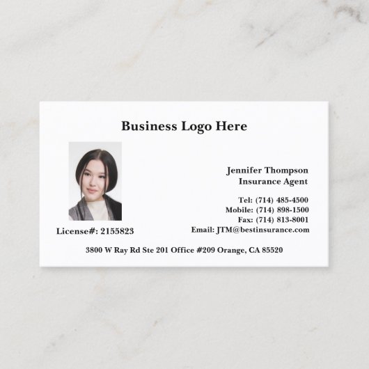 Realtor, Kreditoberater, Versicherungs-Visitenkart Visitenkarte (Vorderseite)