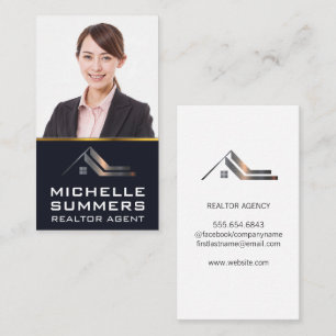 Realtor-Logo   Geschäftsfrau lächelt Visitenkarte