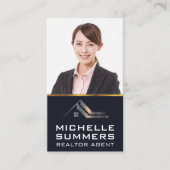 Realtor-Logo | Geschäftsfrau lächelt Visitenkarte (Vorderseite)