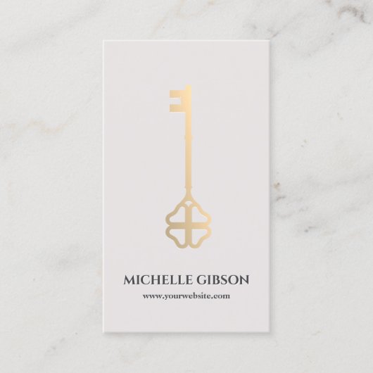 Realtor Lucky Gold Key Hypothek Light Sand Visitenkarte (Vorderseite)