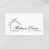 Realtor-Marke mit Haus in Rose Gold Visitenkarte (Vorderseite)