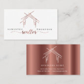 Realtor-Marke mit Haus in Rose Gold Visitenkarte (Vorne/Hinten)