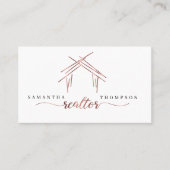 Realtor-Marke mit Haus in Rose Gold Visitenkarte (Vorderseite)