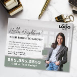 Realtor Marketing Logo Real Anwesen Farm Mailer Postkarte<br><div class="desc">Mit dieser professionell gestalteten Postkarte für Zulieferer stärken Sie Ihr echtes Anwesen-Marketing und präsentieren Ihre Dienstleistungen potenziellen Zuhause-Händlern. Diese individuell gestaltbare Postkarte ermöglicht es Ihnen, Ihr Logo und Ihr Foto hochzuladen und eine persönliche und polierte Touch zu schaffen, die Vertrauen und Glaubwürdigkeit in Ihrer Community schafft. Egal ob Sie sich...</div>