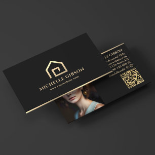 Realtor Minimal Mortgage Broker Black House Logo Visitenkarte