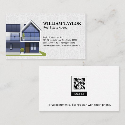 Realtor | Modern House Logo | QR-Code Visitenkarte (Vorne/Hinten)