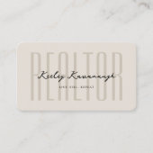 Realtor Modern Real Anwesen Sand Beige Monogram Visitenkarte (Vorderseite)