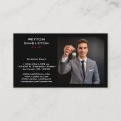 Realtor Modernes Schwarz mit URL QR-Code Visitenkarte (Vorderseite)