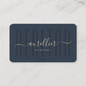 Realtor Monogram Elegant Modernes Dunkles Blau Visitenkarte (Vorderseite)