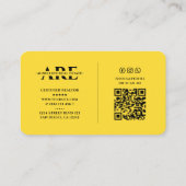 Realtor Monogram Real Anwesen Agent Yellow Modern Visitenkarte (Rückseite)