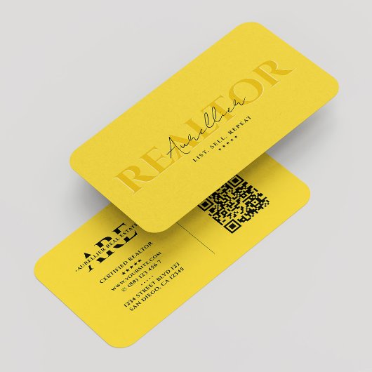 Realtor Monogram Real Anwesen Agent Yellow Modern Visitenkarte