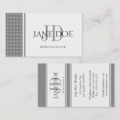 Realtor Monogram Silver Dot Design/White Paper Visitenkarte (Vorne/Hinten)