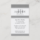 Realtor Monogram Silver Dot Design/White Paper Visitenkarte (Rückseite)